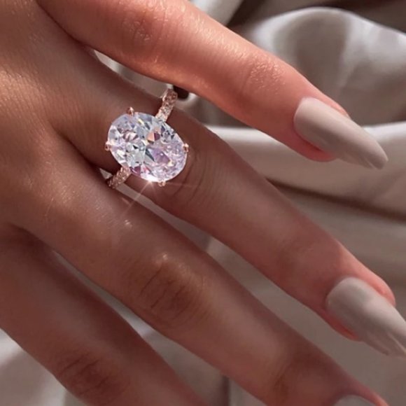 NEW 5 CT Oval Cut Diamond 925 Sterling Silver Ring - Picture 10 of 14